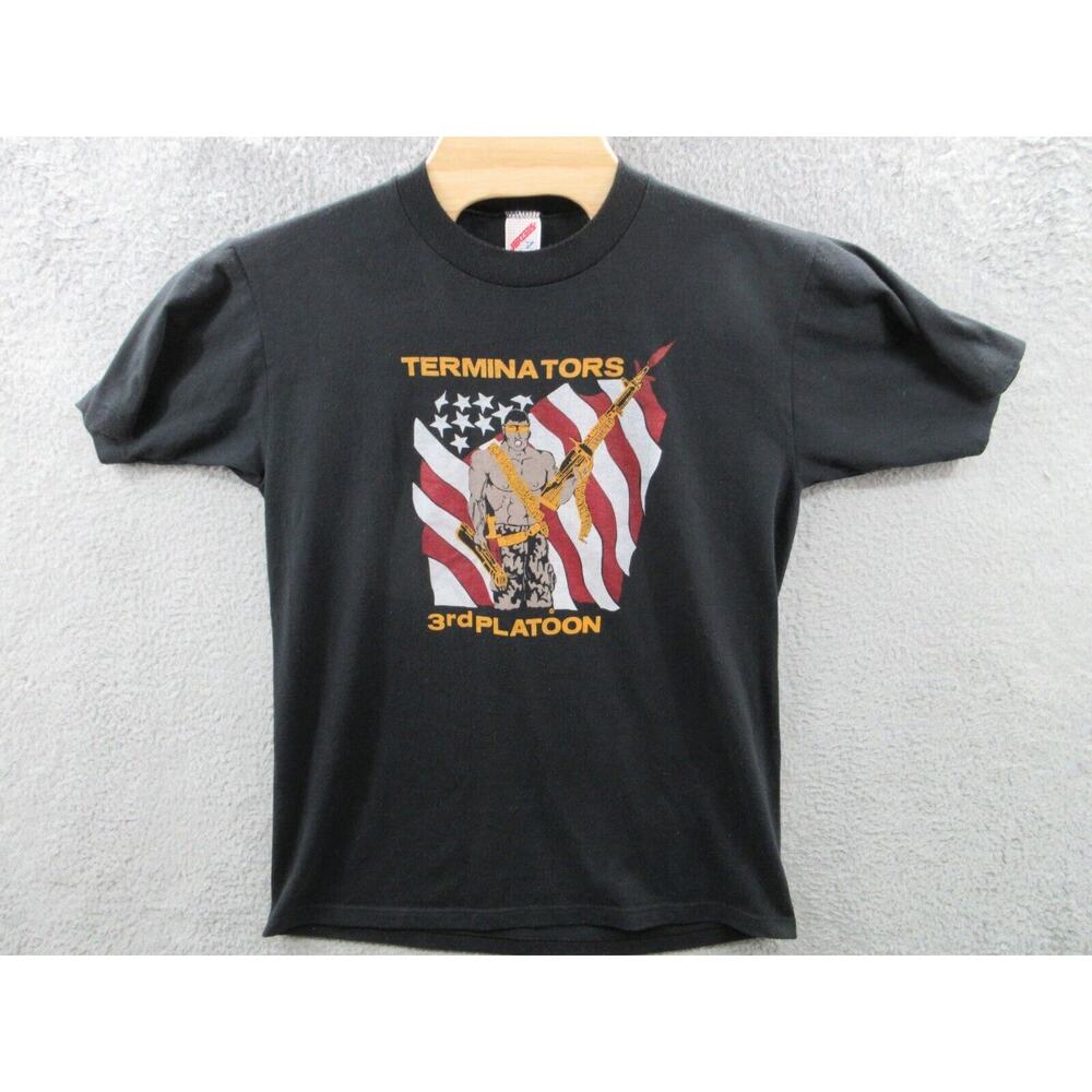 Vintage 90s US Army TERMINATORS 3rd Platoon Men's Large T-shirt Made USA
